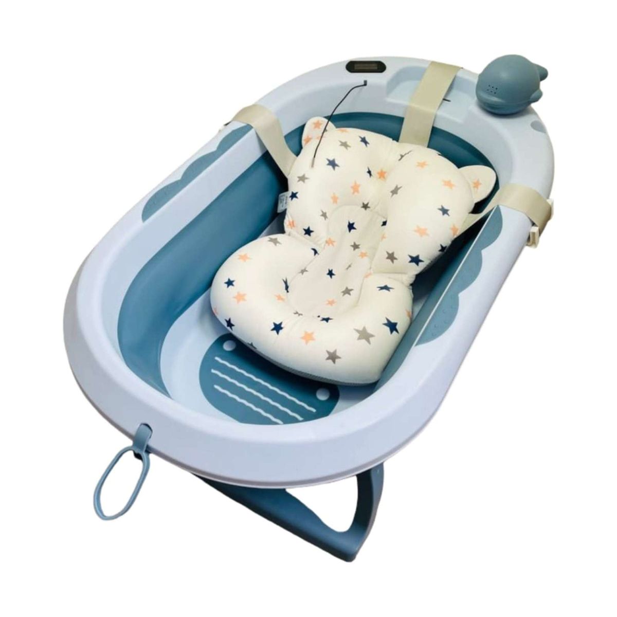 GENERICO - TINA PLEGABLE CON ACCESORIOS PARA BEBES AZUL