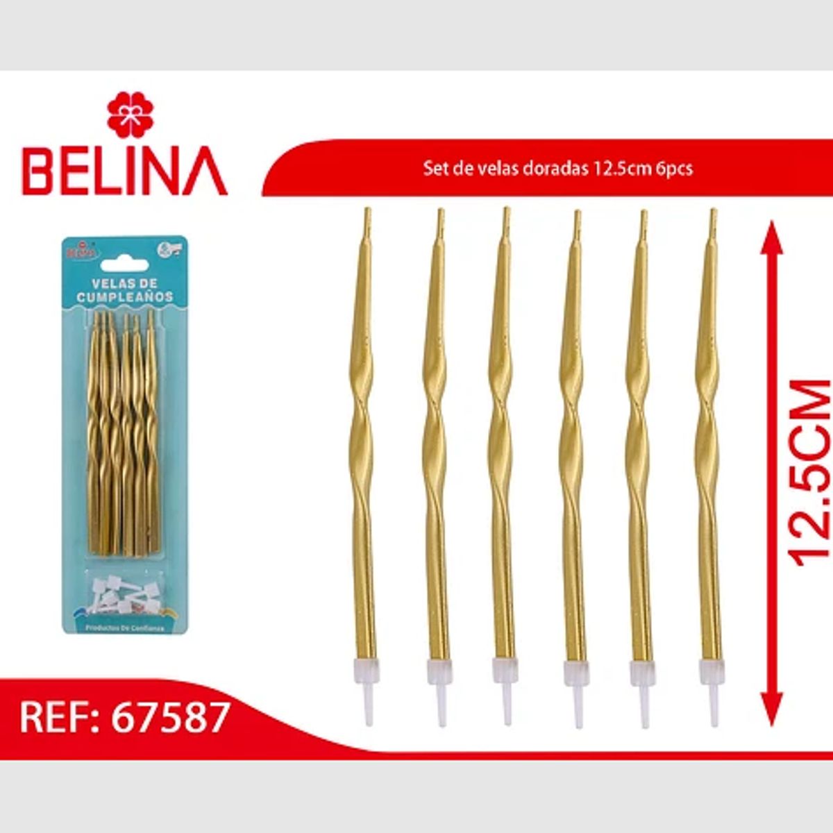 GENERICO - Velas Decorativas Doradas 12 Cm Set 6 Piezas