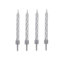 GENERICO - Velas Espiral Plateadas 7 Cm Set 10 Piezas Fiesta