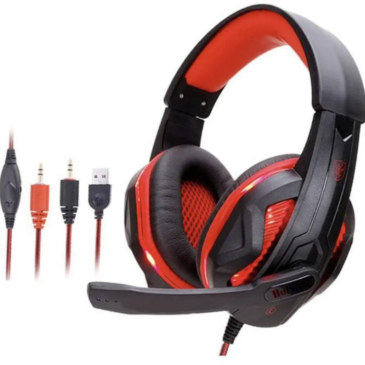 GENERICO - audifonos gamer con microfono luces led rojo
