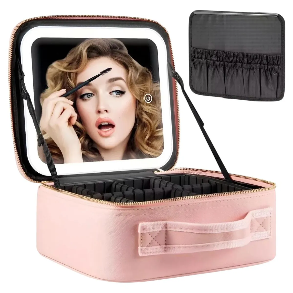 GENERICO - Maleta De Maquillaje Con Espejo Luz Led Organizador Portátil