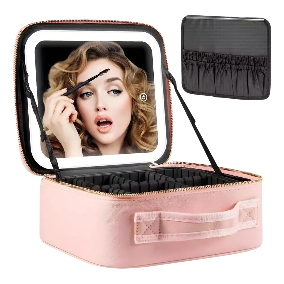 GENERICO - Maleta De Maquillaje Con Espejo Luz Led Organizador Portátil
