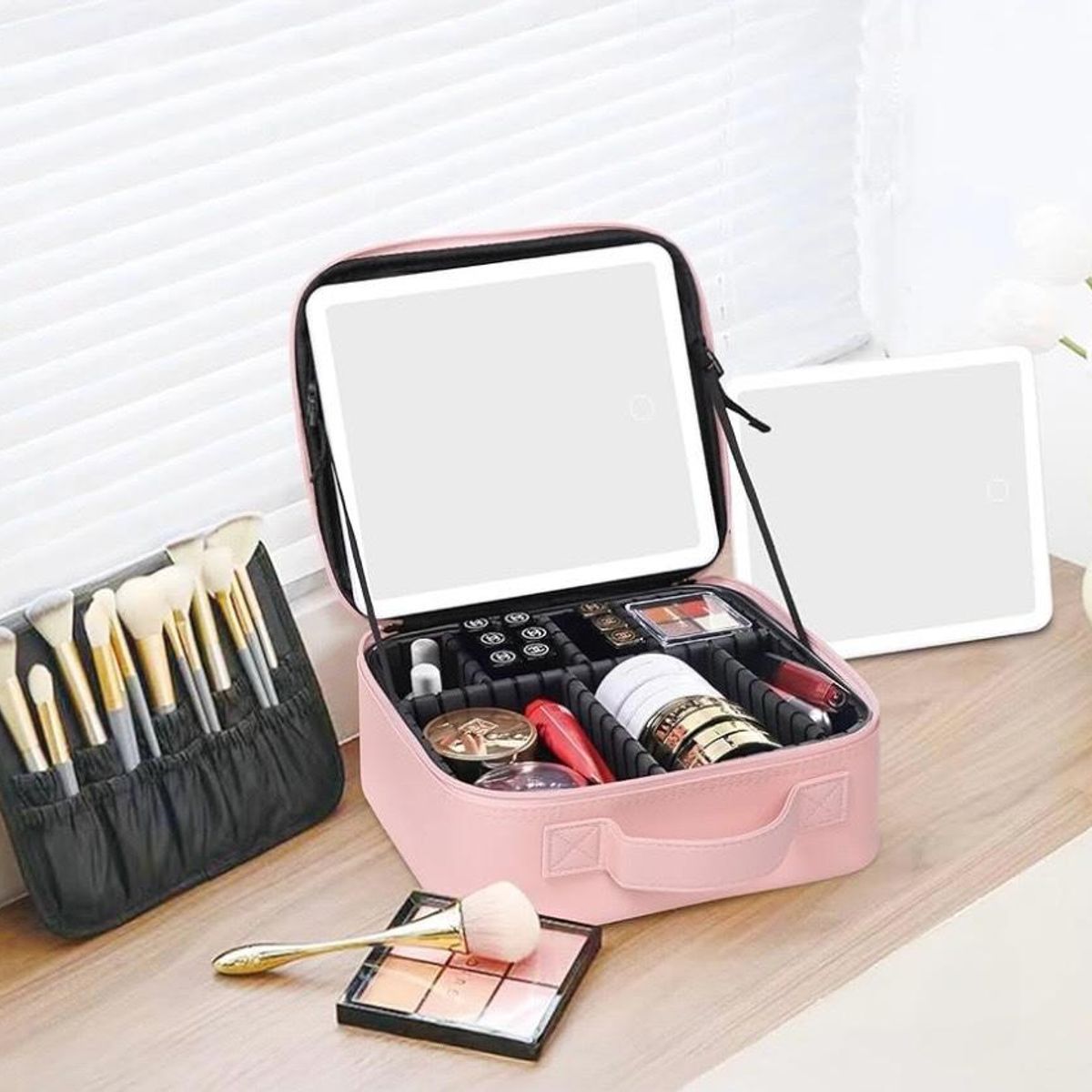 GENERICO - Maleta De Maquillaje Con Espejo Luz Led Organizador Portátil