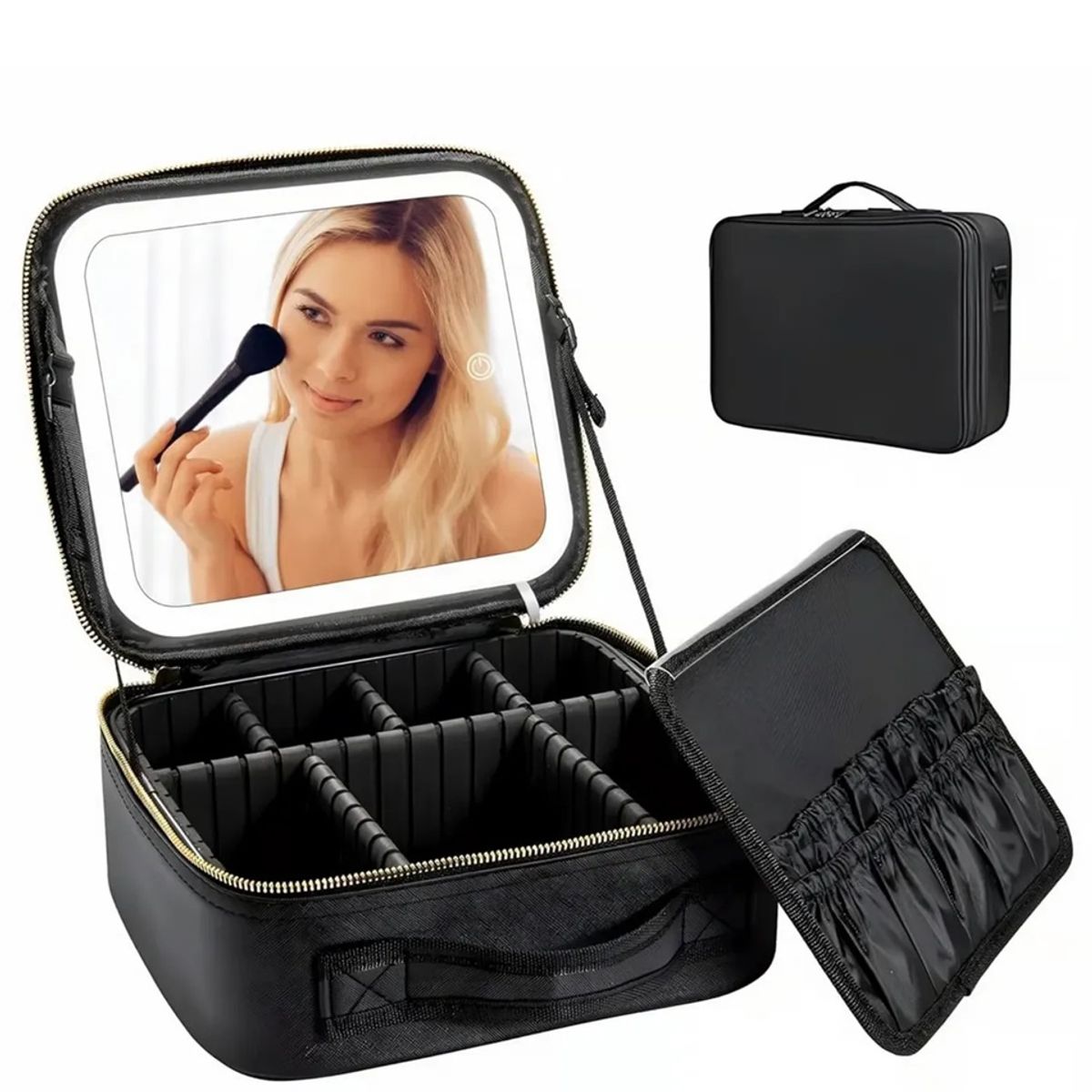 GENERICO - COSMETIQUERO ORGANIZADOR CON ESPEJO Y LUZ LED