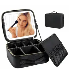 GENERICO - COSMETIQUERO ORGANIZADOR CON ESPEJO Y LUZ LED