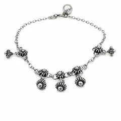 JOYAS MYTOKE - Pulsera Envejecida Flores Bolita Sonido Juvenil Plata 925