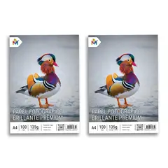 MALIK - Pack x2 Papel Fotográfico A4 135g - Brillo Superior para Inkjet 100 Hojas c/u