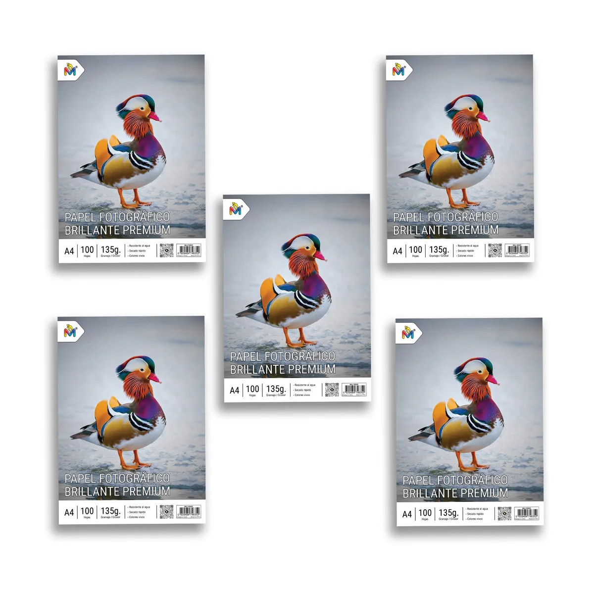 MALIK - Pack x5 Papel Fotográfico A4 135g - 500 Hojas Brillantes