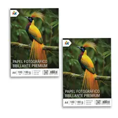 MALIK - Dúo Pack Papel Fotográfico A4 180g Glossy Premium Inkjet - 200 Hojas Brillantes
