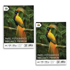 MALIK - 2x Papel Fotográfico A4 180g Brillo Superior Inkjet - 200 Hojas Brillantes