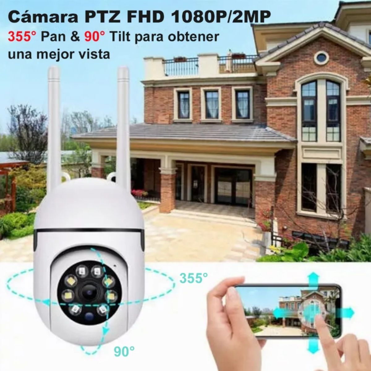 GENERICO - Camara bidireccional 360° Wifi con alarma Exterior