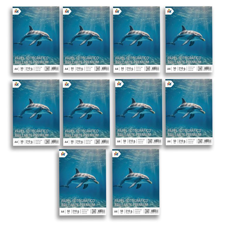 10 Resmas Papel Fotografico A4 210g - 500 Hojas de Brillo