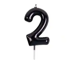 GENERICO - Vela de Compleaños Nº 2 negra 8cm