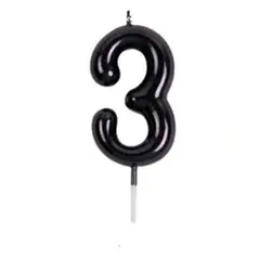 GENERICO - Vela de Compleaños Nº 3 negra 8cm
