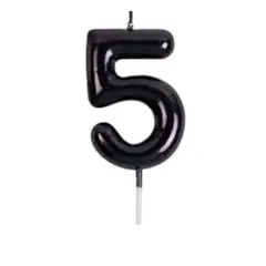 GENERICO - Vela de Compleaños Nº 5 negra 8cm
