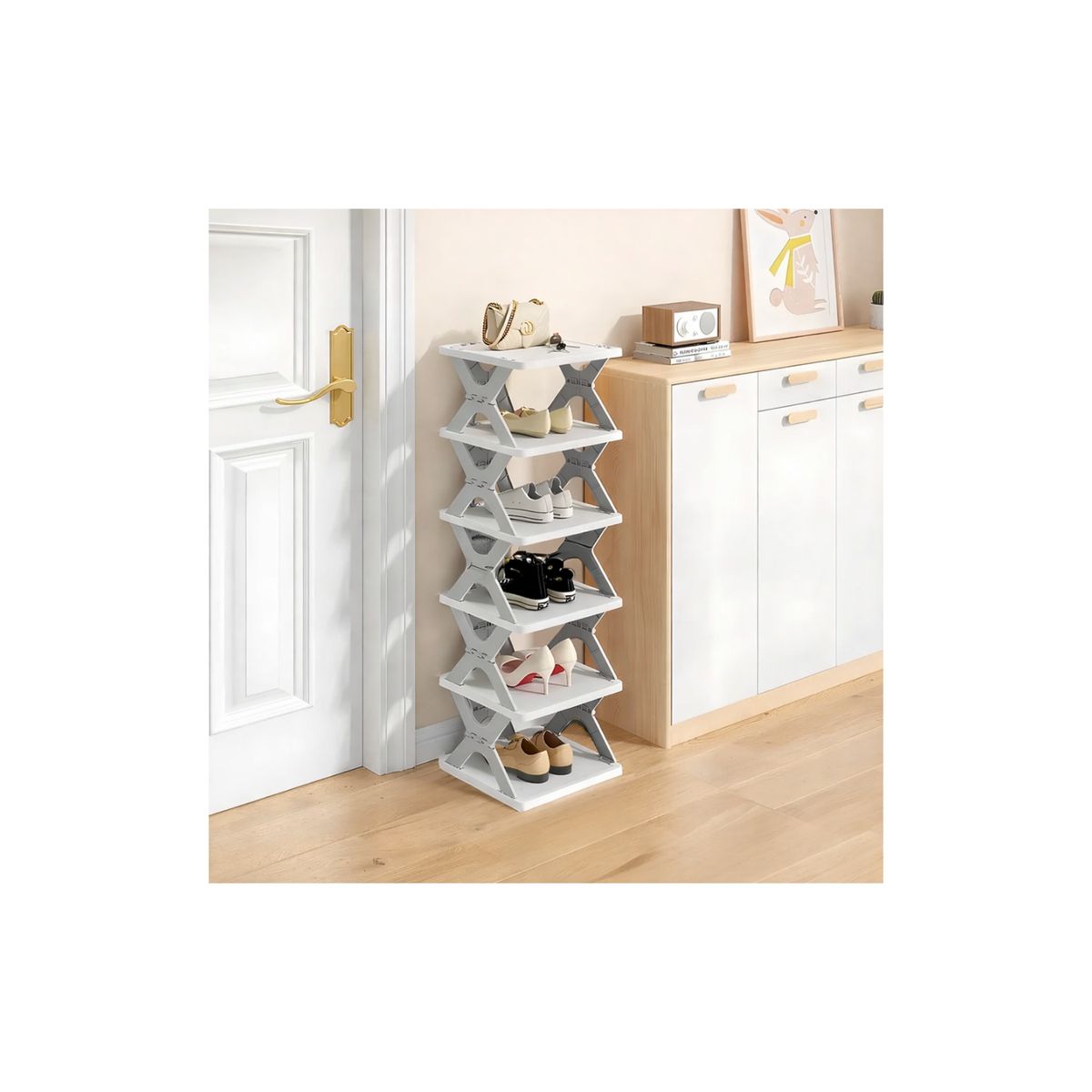 GENERICO - Mueble Zapatero Organizador Racks Zapatero Armable 6 Pares Gris