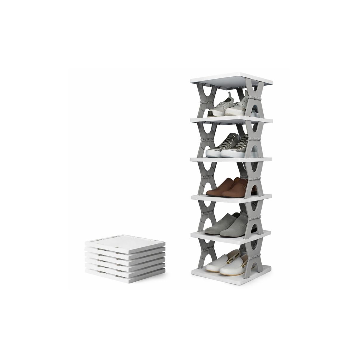 GENERICO - Mueble Zapatero Organizador Racks Zapatero Armable 6 Pares Gris