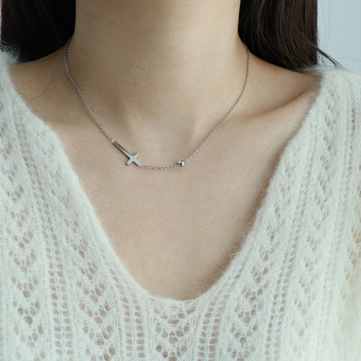 LUX JOYAS - Collar Plata 925 Cruz Punto Luz