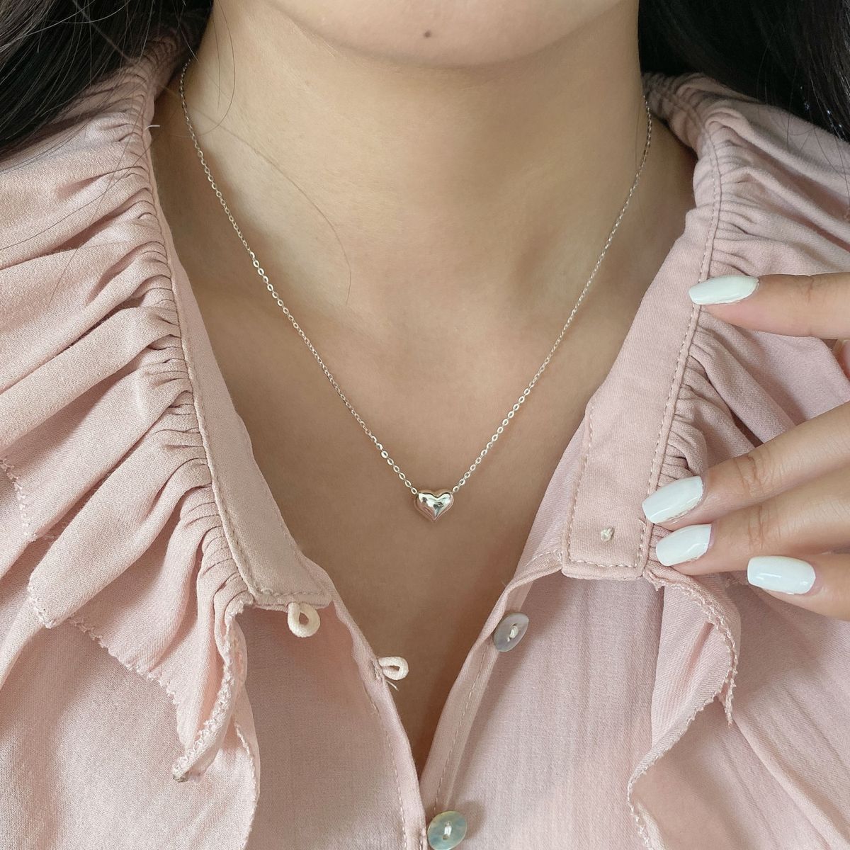 LUX JOYAS - Collar Plata 925 Corazón Liso Cru