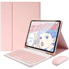 PUREPOWER - Funda con Teclado para samsung Tab A9+ Plus 11 Pulgadas con ratón-rosa