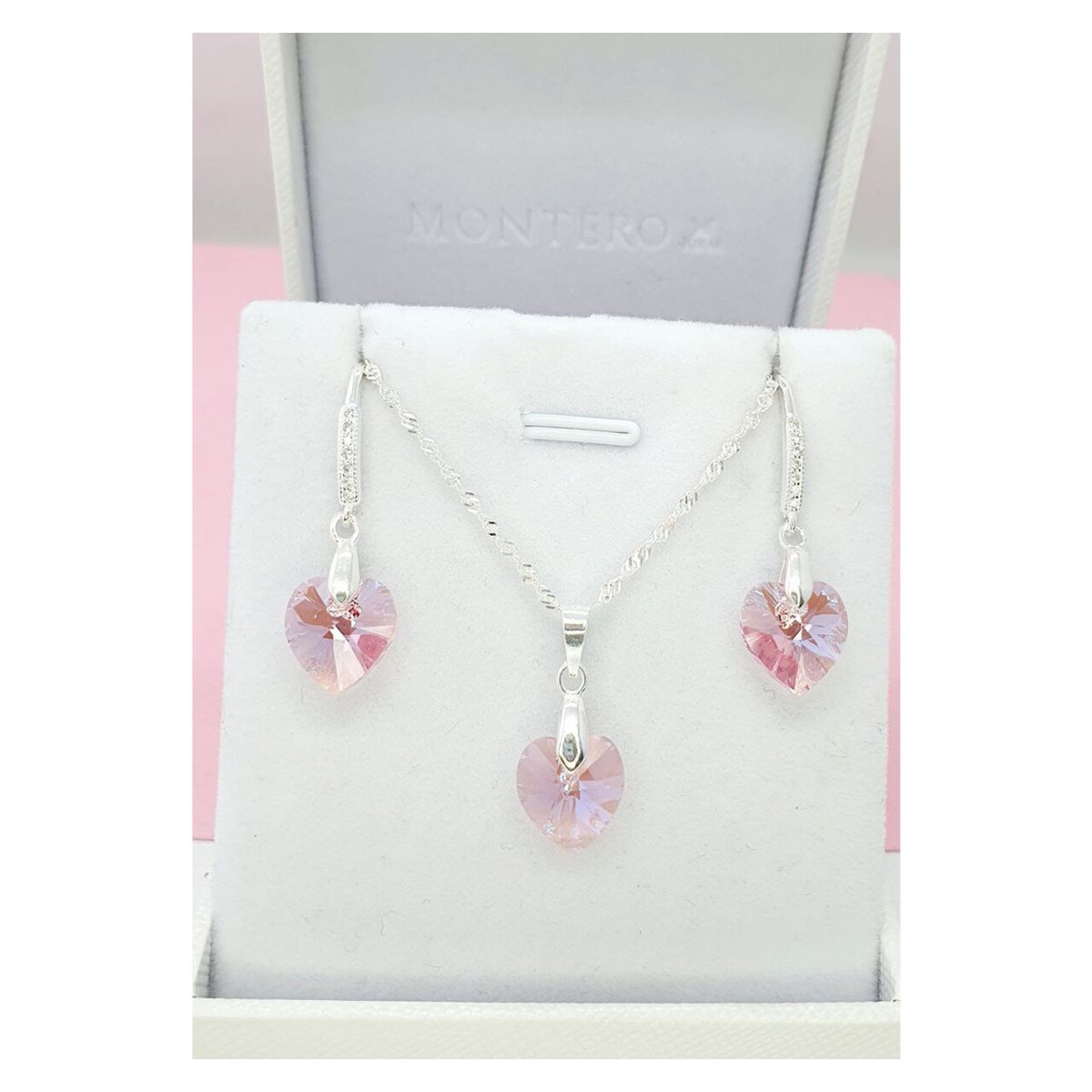 JOYAS MONTERO - Conjunto Romance Con Cristal Genuino Rosa