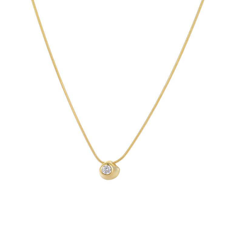 Collar Plata 925 Pluz Diseno Topo Dorado TALLA UNICA