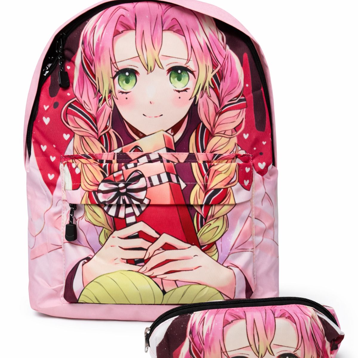 GENERICO - Mochila Diseño Mitsuri Kanroji 40x30x15 18l Estuche Libro