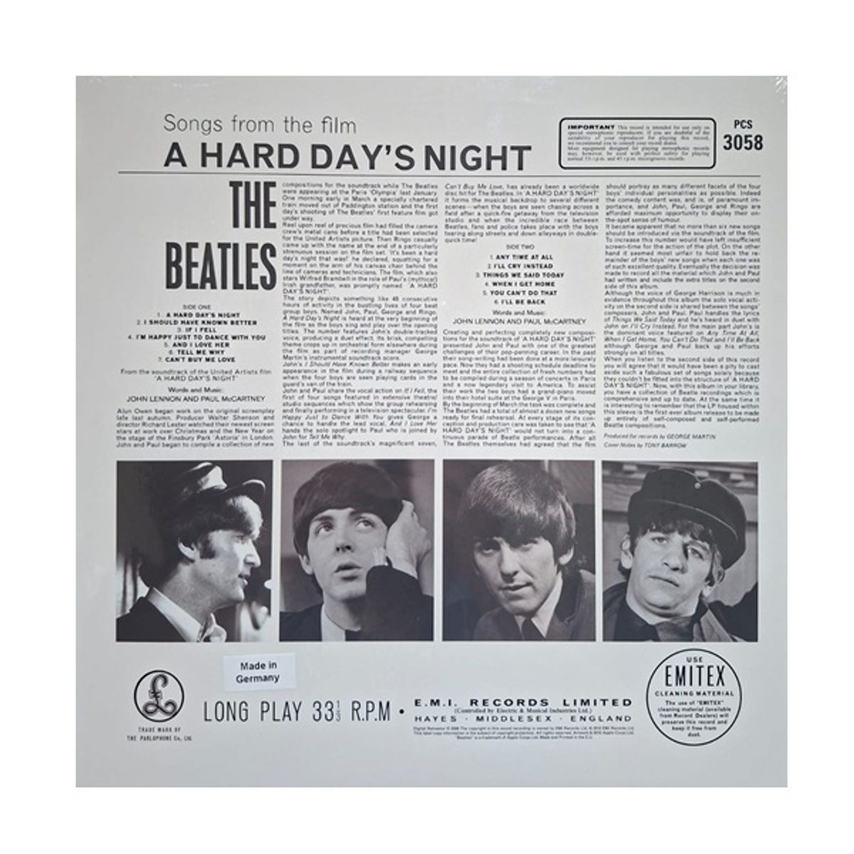 GENERICO - Vinilo The Beatles - A Hard Days Night