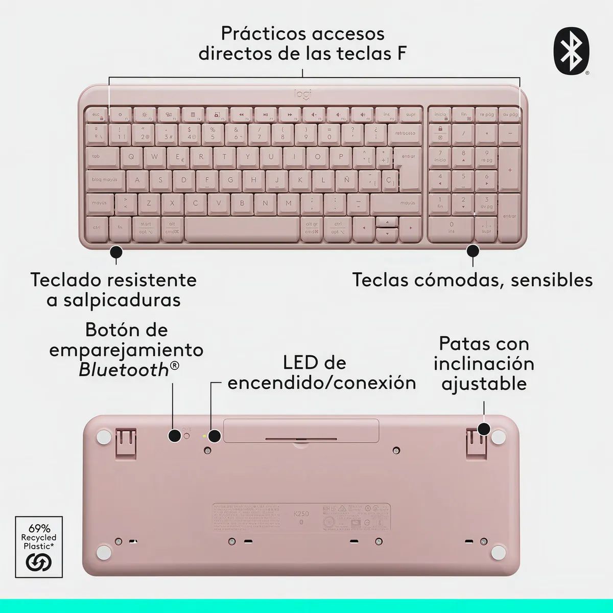 LOGITECH - Teclado Inalámbrico Logitech K250