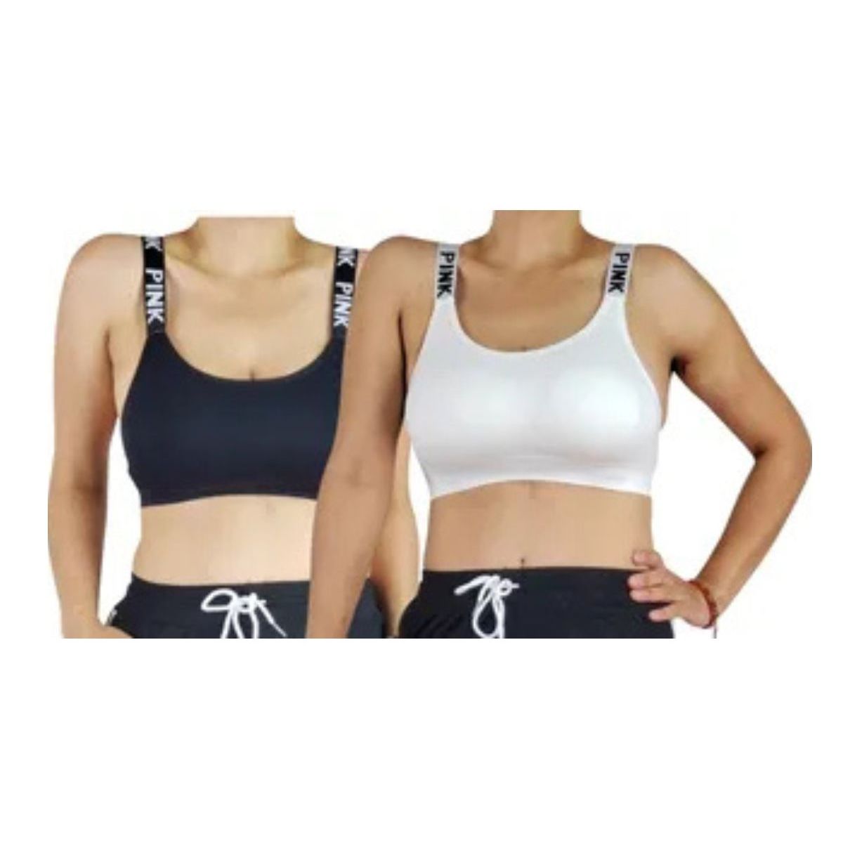 LOOK SHOP - Pack 2 Sostén Top Elasticado Mujer Deportivo Suave Pink
