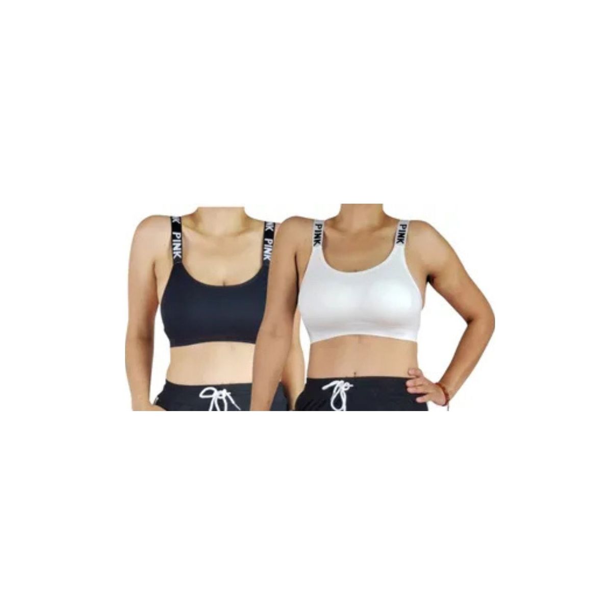 LOOK SHOP - Pack 2 Sostén Top Elasticado Mujer Deportivo Suave Pink
