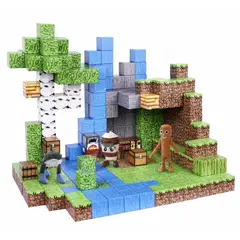 GENERICO - Bloques magnéticos de Construcción pixel 100 cubos + 2 Personajes compatibles estilo Brainrot minecraft