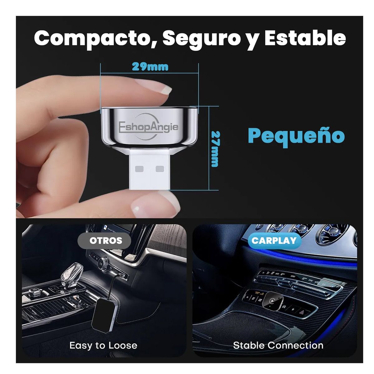 OFERTABKN - Adaptador Automático Inalámbrico 2 En 1 Para Carplay/android