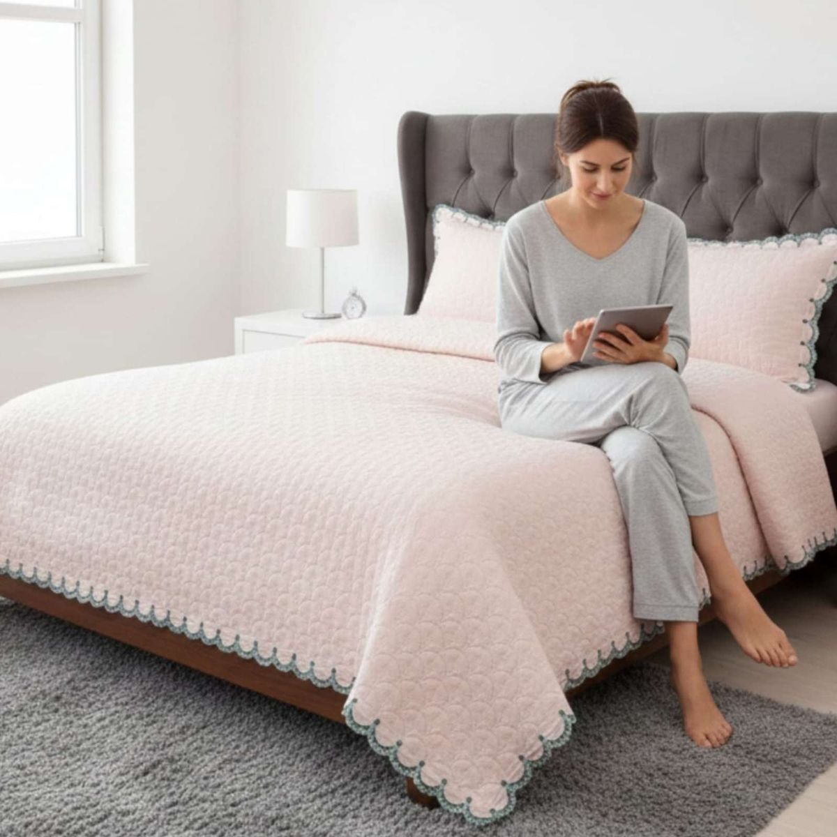 GENERICO - CUBRECAMAS QUILT BORDADOS 2 PLAZA EXTRA SUAVE