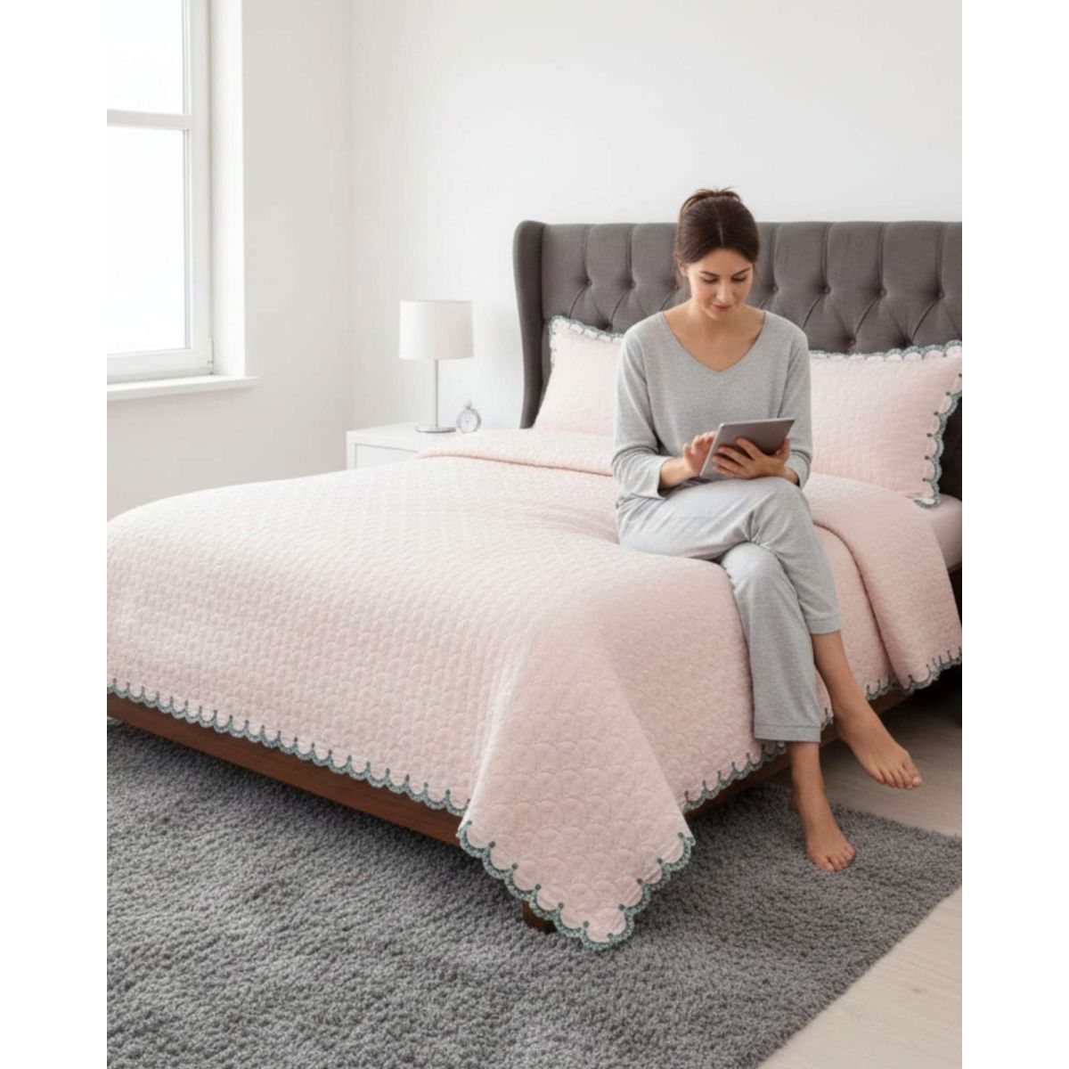 GENERICO - CUBRECAMAS QUILT BORDADOS 2 PLAZA EXTRA SUAVE
