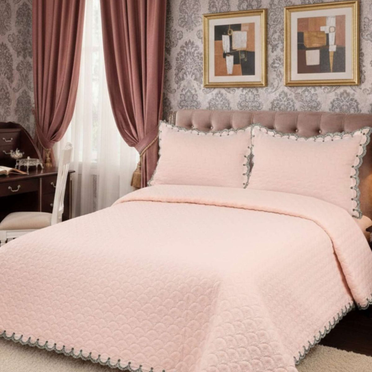 GENERICO - CUBRECAMAS QUILT BORDADOS 2 PLAZA EXTRA SUAVE