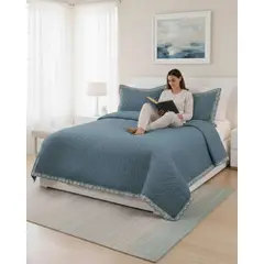 GENERICO - CUBRECAMAS QUILT BORDADOS 2 PLAZA EXTRA SUAVE