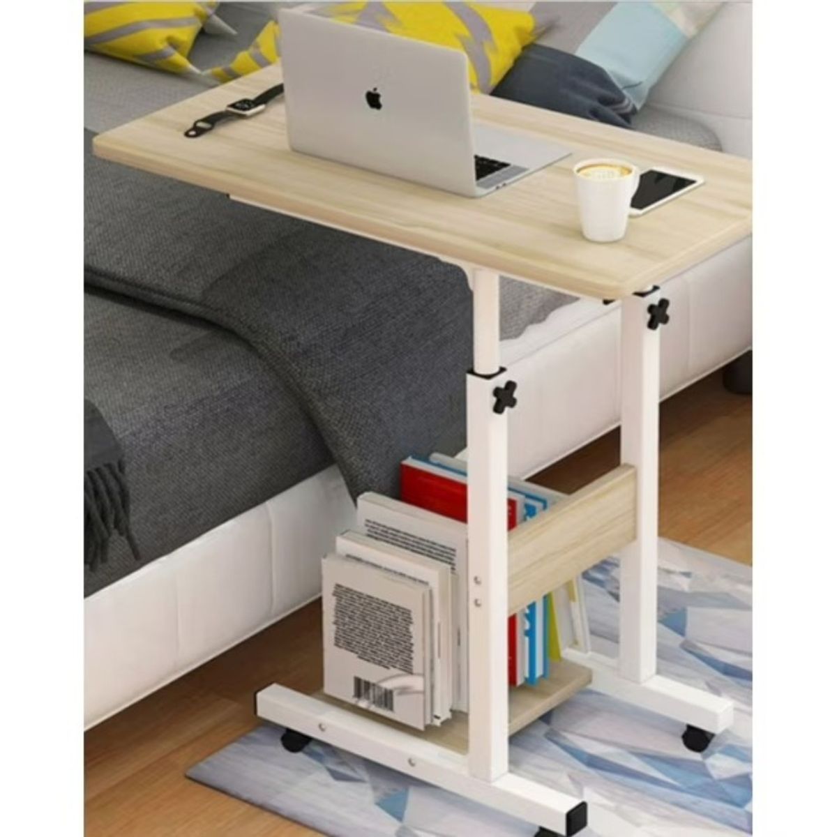 ANGELES DEL HOGAR - MESA ESCRITORIO AJUSTABLE PARA COMPUTADOR ROBLE