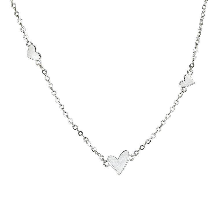 Pulsera Plata 925 Corazones Chec Plateado TALLA UNICA