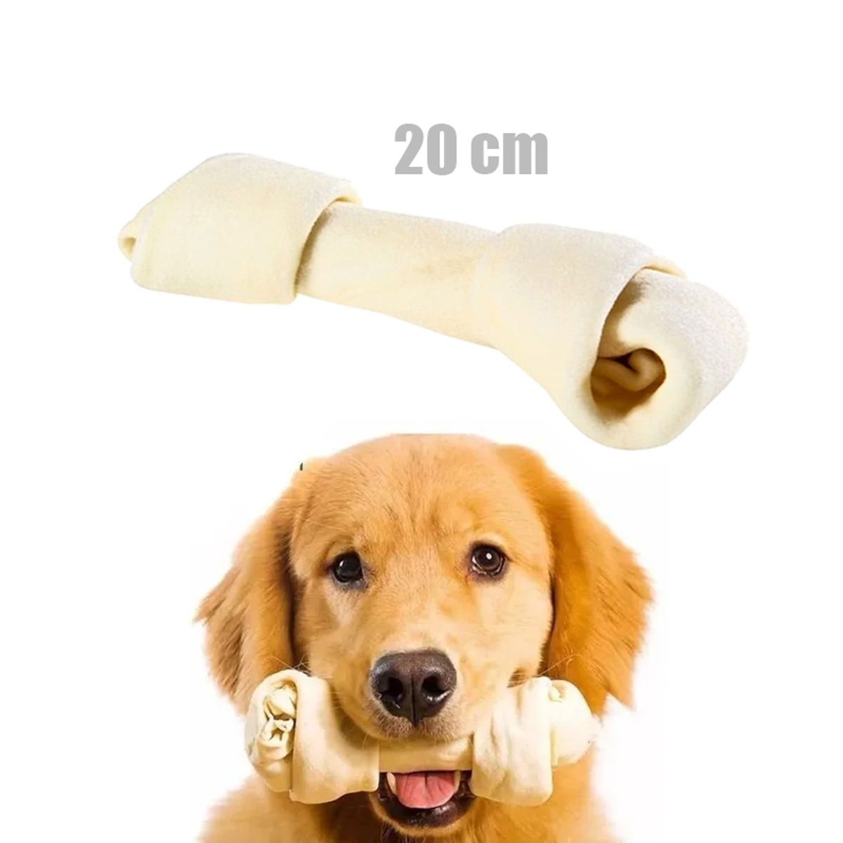 GENERICO - Snack Cartilago Masticable Perro Cuero Comestible Hueso 20cm