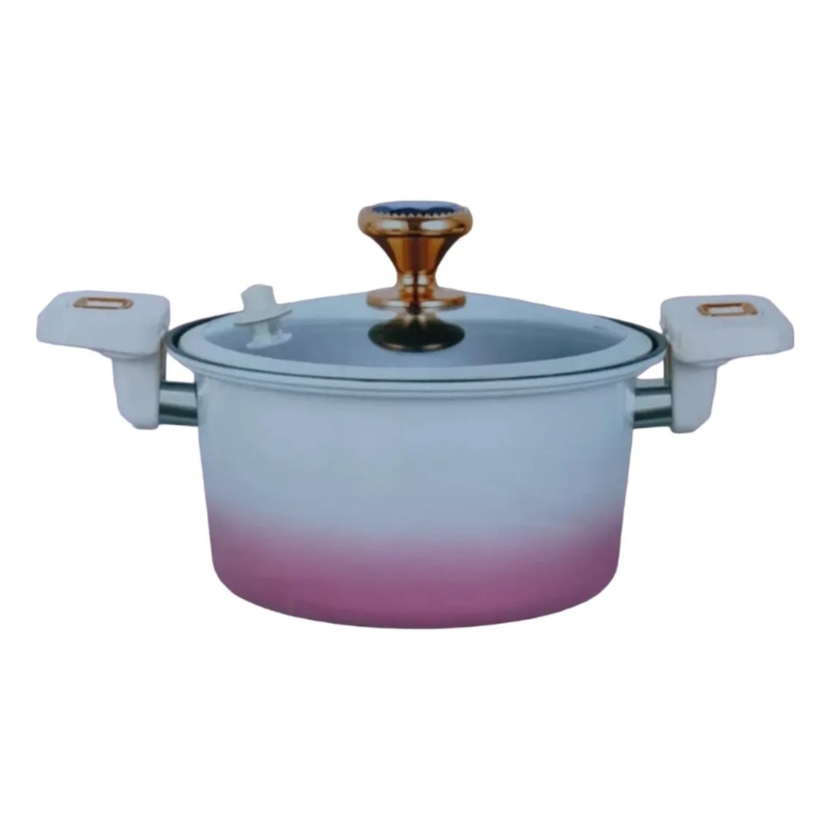 GENERICO - Mini Olla De Micro Presión 4.5lts 24cm Multifuncional Blanco Con Rosa