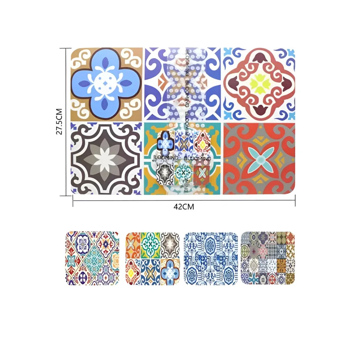 GENERICO - Set 6 Individuales y 6 Posavasos Mandalas 42x27cm