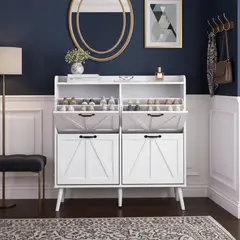 HOMIMAD - MUEBLE ZAPATERO COMODA BLANCOORGANIZADOR CALZADO DORMITORIO 4 PUERTAS