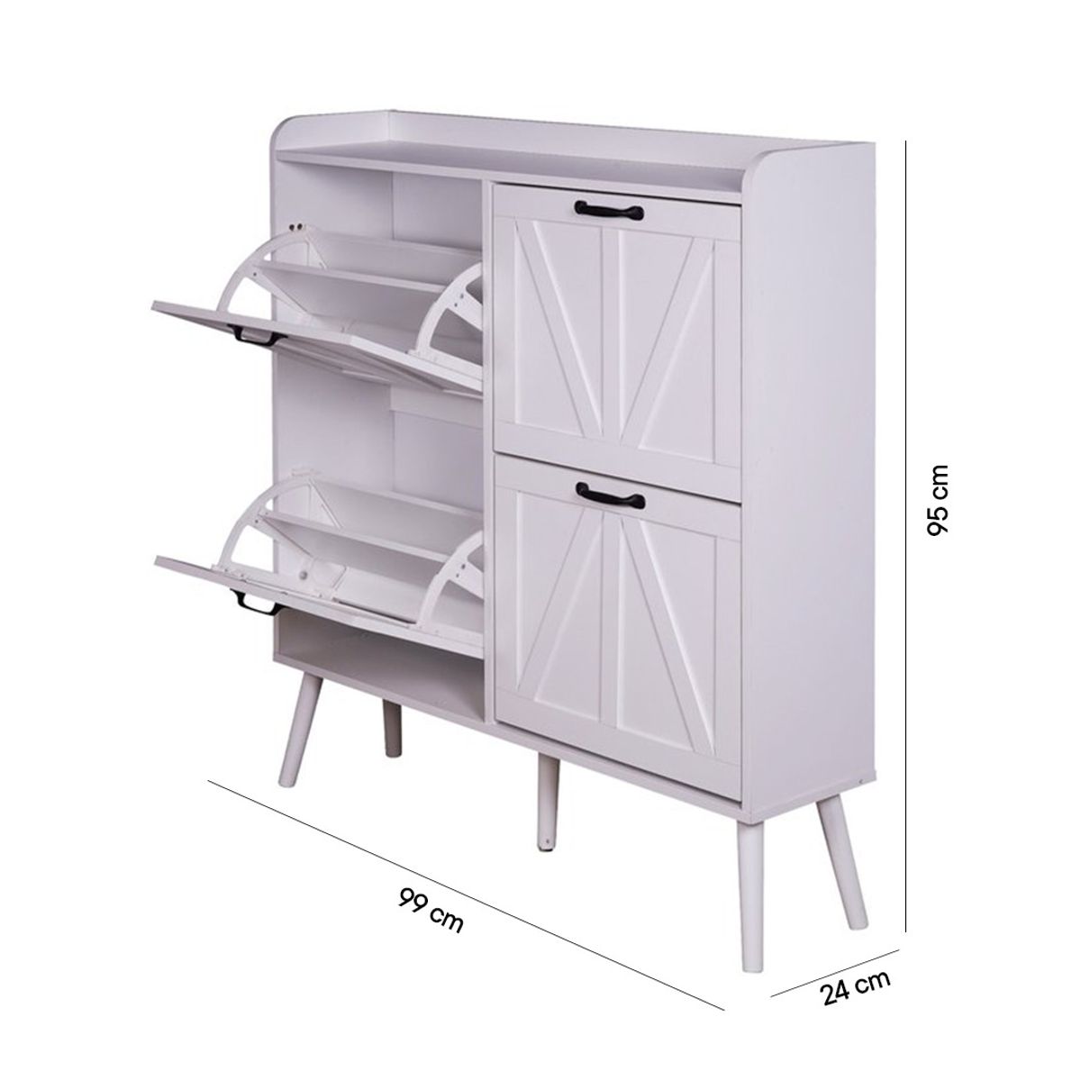 HOMIMAD - MUEBLE ZAPATERO COMODA BLANCOORGANIZADOR CALZADO DORMITORIO 4 PUERTAS