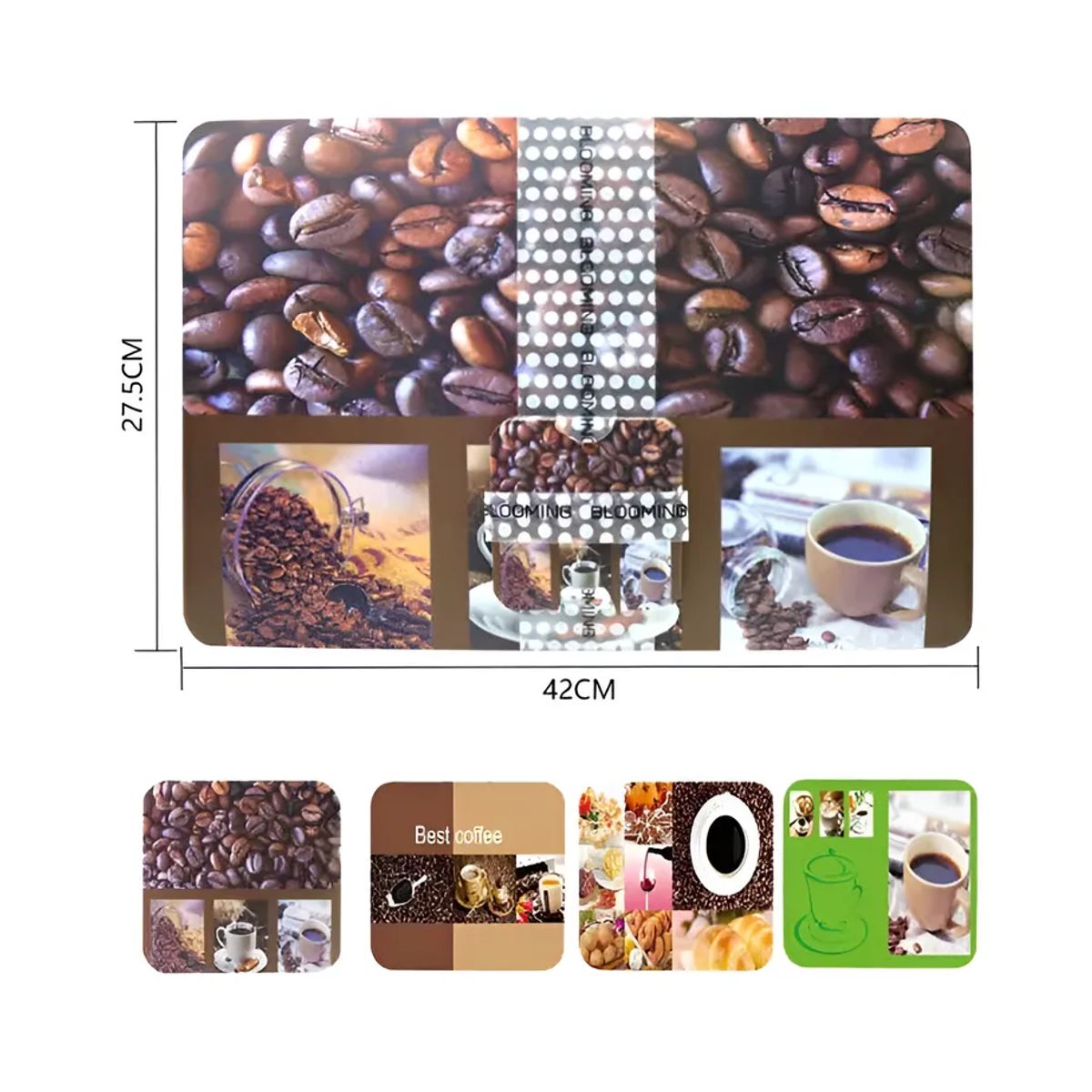 GENERICO - Set 6 Individuales y 6 Posavasos Café 42x27.5cm