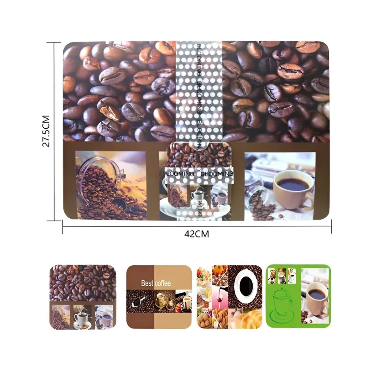 GENERICO - Set 6 Individuales y 6 Posavasos Café 42x27.5cm