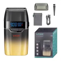 VGR - Maquina Afeitadora de pelo doble foil de 9000RPM color Dorado