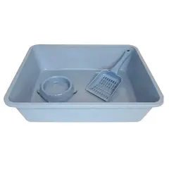 GENERICO - Set Arenero Caja Bandeja Sanitaria + Pala + Comedero Para Gatos