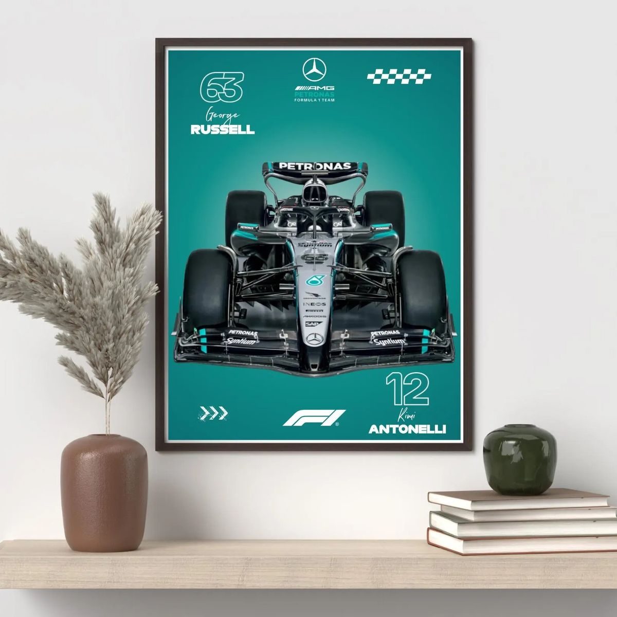 GENERICO - Cuadro Autos Fórmula 1 2026 Mercedes  + Marco Negro