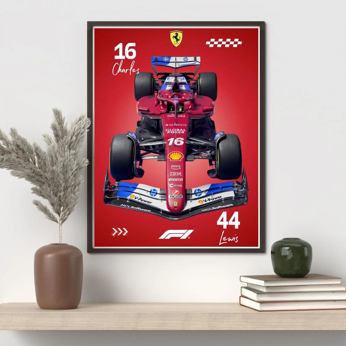 GENERICO - Cuadro Autos Fórmula 1 2026 Ferrari + Marco Negro